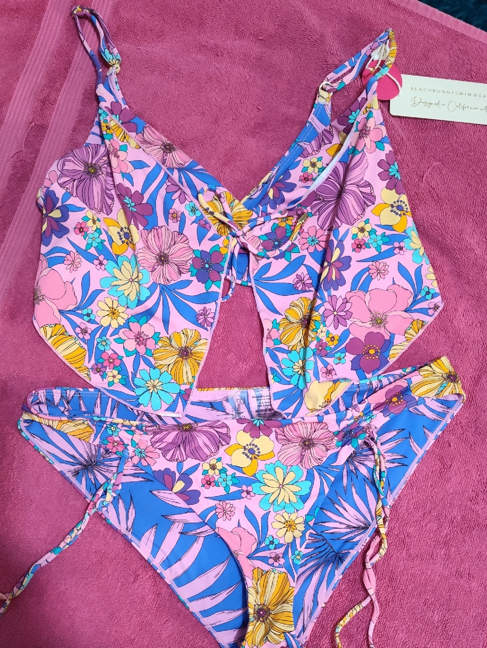 Beach Bunny Pink & Blue Floral Two-Piece Bikini